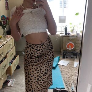 Silk cheetah print skirt